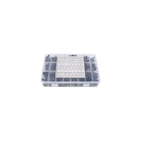 Kit de 700 condensateurs à film polyester vert (24 types différents), 0,22 nF à 470 nF, 100 V, avec boîte de rangement. (1/5)
