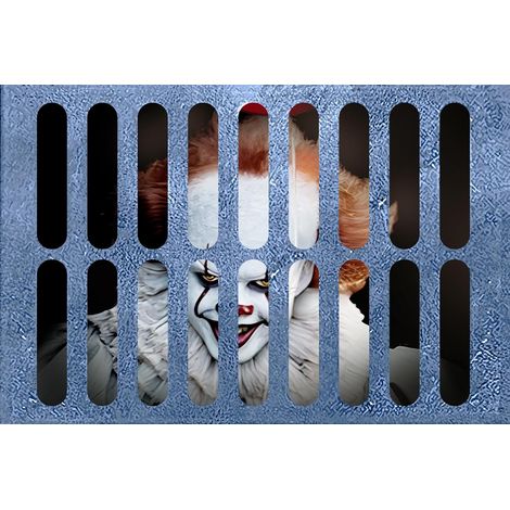 Paillasson d'Halloween « Clown des égouts », décoration d'Halloween 60 x 40 cm, effet visuel 3D effrayant, impression HD et surface douce convient pour l'entrée, la porte, l'intérieur et l'extérieur
