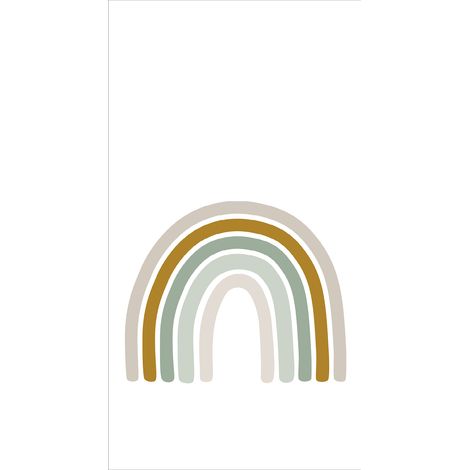 papier peint panoramique arc en ciel vert grisé, jaune ocre et beige  - ESTAhome (1/5)