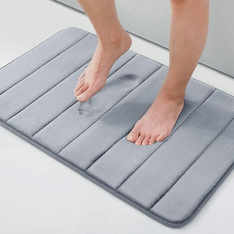 Memory foam bath mat, absorbent, non-slip and washable – 40 x 60 cm, light grey (1/5)