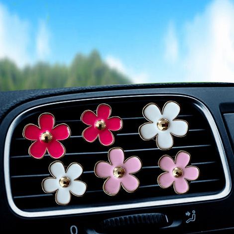 Ensemble de 6 Clips de Ventilation Fleur de Marguerite,Décoration Intérieure de Voiture,Clip Aeration Voiture Fleur,Accessoires de Décoration Voiture Femme,Clips d'Aération de Marguerite pour Voiture (1/5)