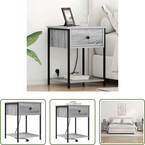 vidaXL Meuble de rangement - Cabinet de chevet Gris Sonoma 42 x 41 x 56 cm Bois d'ingénierie (1/5)