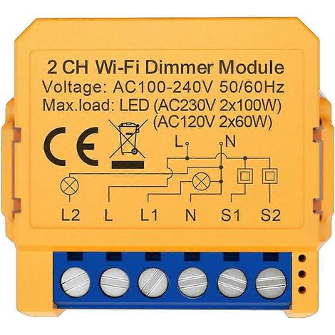 Module variateur intelligent WiFi Tuya 2 canaux pour éclairage LED, variation progressive et commande vocale (1/5)