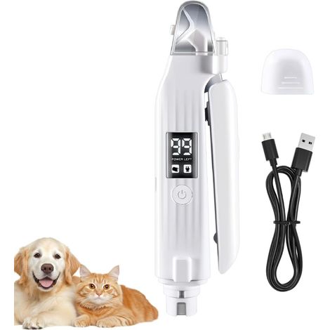 Lime à Ongles pour Animaux de Compagnie, Coupe-Griffes Rechargeable pour Chien, Outils de Couper Ongles avec Lumière LED, Électrique et Silencieuse, pour Tous Races (1/5)