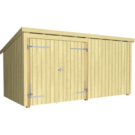 Plus Gartenhaus Nordic Multi 416 x 208 cm natur mit Doppeltür (1/2)