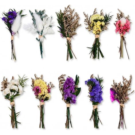 10 Pièces Mini Bouquets Fleurs Séchées Naturelles, 8-10 cm (1/5)