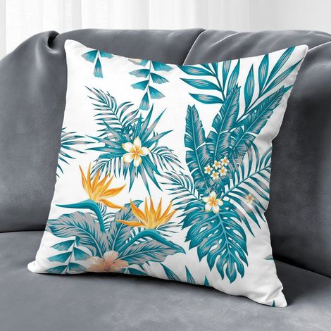 Housse de coussin extérieur fleurs, décoration patio canapé,45×45cm (1/5)