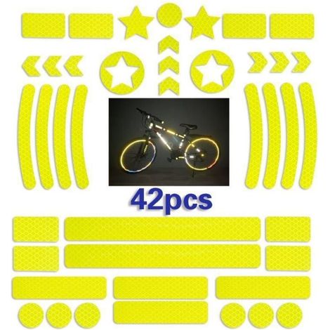 42 Pieces Reflective Bicycle Helmet Sticker, Self-Adhesive Reflective Bicycle Strip, Reflective Stickers for Bicycles, Reflective Bicycle Sticker for Scooter (yellow) (1/4)