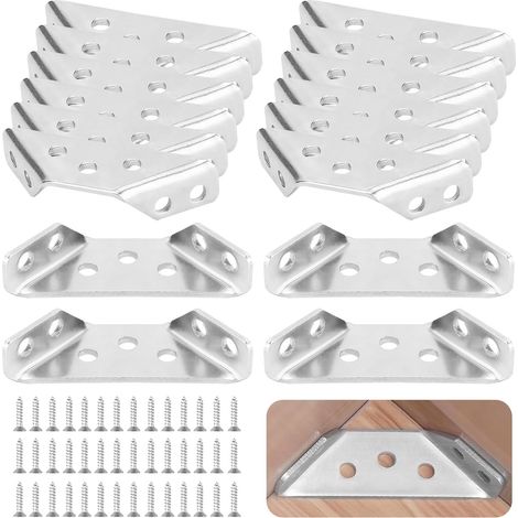 Lot de 35 connecteurs d'angle universels en bois - Support triangulaire en acier inoxydable - Pour construction de meubles - Équerre d'angle triangulaire - Avec vis - Pour bois, armoires (1/5)