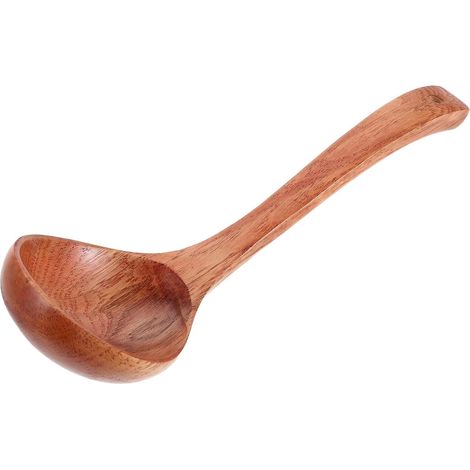 Cuillère à Soupe Asiatique Bois avec Long Manche pour Servir Soupe et Nouilles Louche de Cuisine Pratique pour Mélanger et Servir (1/5)