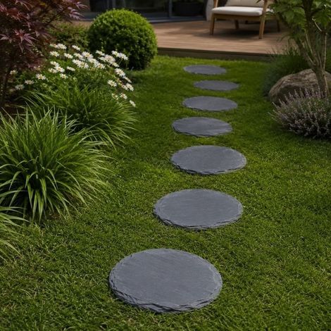 Pas Japonais Rond en Ardoise Noire Diamètre 40 cm - À l'unité - Ti'ma Stone (1/5)