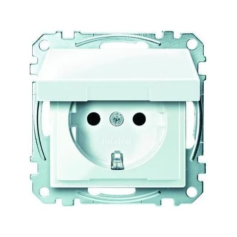Merten Steckdose 1-fach polarweiß glänzend UP mit BS System M MEG2310-0319 Klappdeckel IP20 (1/5)