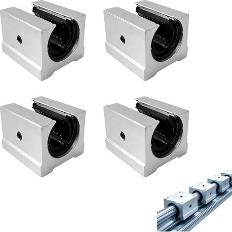 SBR20UU Bloque deslizante de cojinete lineal de aluminio para eje de 20 mm Impresora 3D Máquina de grabado 4 piezas, Compatible con impresoras 3D, máquinas CNC y grabadores (1/5)