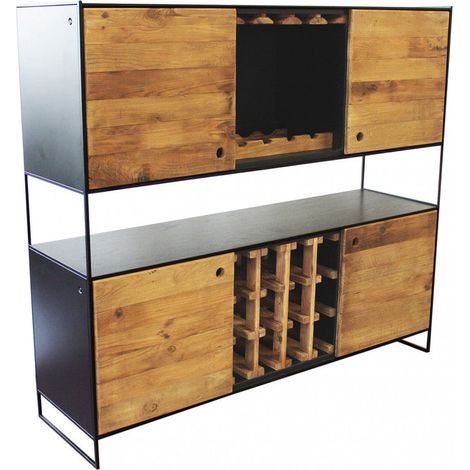 Mobile credenza vetrina in legno e metallo portabottiglie e appendi calici per interno locali Mumbai (1/4)