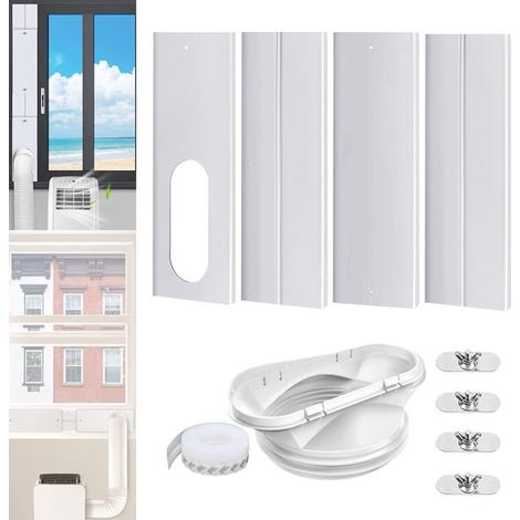 Cubierta para ventana de aire acondicionado Kit de ventilación universal para mangueras de 13 cm y 15 cm Juego de ventilación deslizante para ventanas verticales y horizontales (1/5)