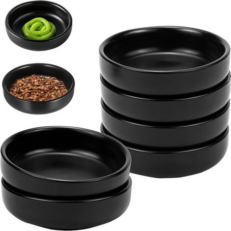 Cuencos de cerámica para salsa de soja，6 cuencos de cerámica para mojar，9 x 9 x 2,4 cm，juego de cuencos para mojar (1/5)