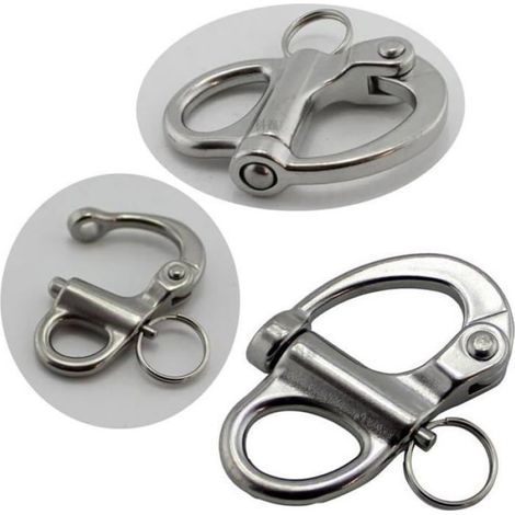Manille à clipser en acier inoxydable - Fermeture rapide - Pivotant - Avec anneau rond - 16 x 69 mm (1/4)