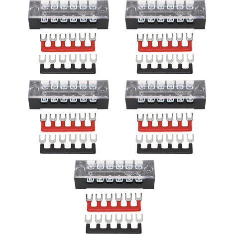 Lot de 5 blocs de jonction à 6 positions, vis M3, barrette de connexion avec court connecteur, 15A 600V (1/5)