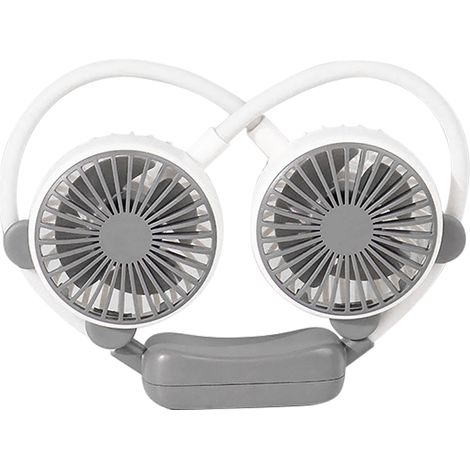 Ventilatore da collo portatile – 2 velocità – a mani libere – batteria al litio – da scrivania – bianco