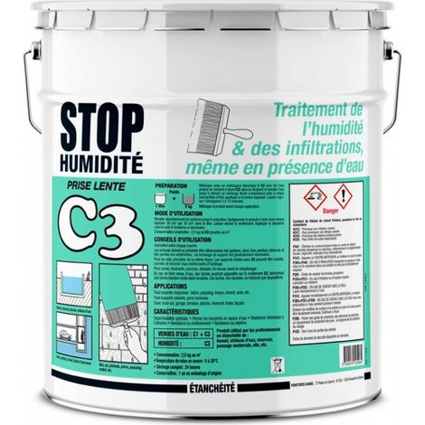 Procom – Enduit d'étanchéité C3 Stop Humidité 25 Kg – Imperméabilisant pour murs, sous-sols, piscines – Résistance à l'eau et aux pressions