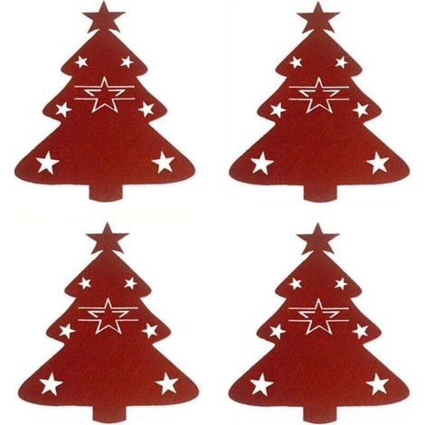 12 Pièces Porte-Couverts Sapin De Noël Titulaire D'Couverts Poche Coutellerie Sac De Vaisselle Décoration Table (1/5)