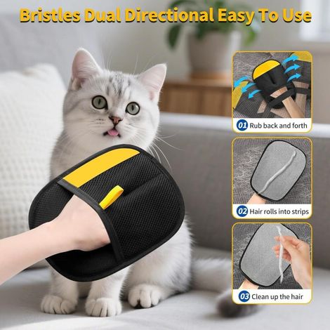2-teilige Katzenhaar-Handschuhe, doppelseitige Tierhaar-Entfernungshandschuhe, elektrostatische Handflächenhandschuhe für Katzen und Hunde (1/5)