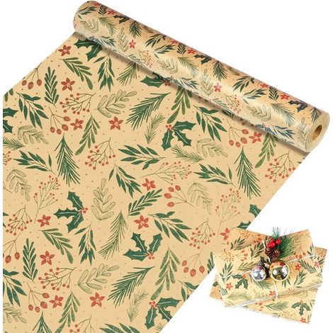 Papier Cadeau Kraft Marron 43 x 300 cm - Statuette Miniature - Emballage Cadeau pour Anniversaire, Fête et Loisirs Créatifs (1/5)