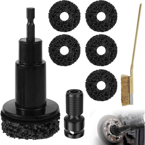 Kit de rénovation de moyeu de roue, boulons de roue et meuleuse de moyeu de roue avec 5 disques abrasifs, kit de nettoyage de moyeu de roue avec outil de nettoyage de moyeu de roue pour (1/5)
