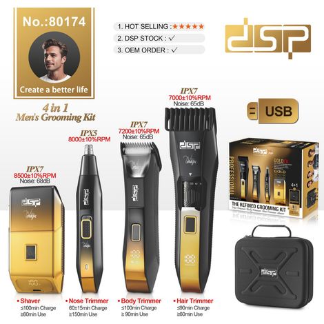 Tondeuse à cheveux électrique rechargeable par USB avec affûteur numérique LED