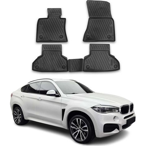 OMAC 3D Tapis de Sol Compatible avec BMW X6 F16 F86 2014-2019 en Caoutchouc Noir (1/5)