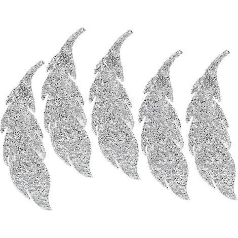 Lot de 5 strass feuilles argentés autocollants DIY vêtements téléphone déco accessoires (1/5)
