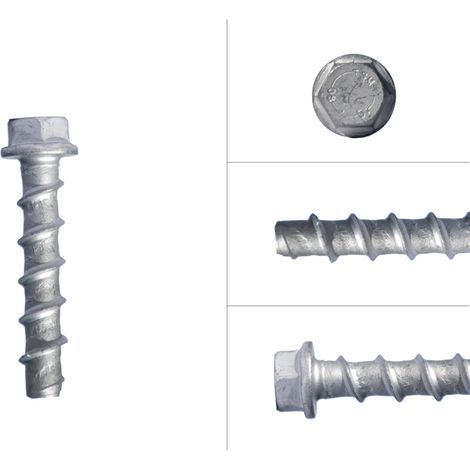 Vis à béton galvanisée M10 x 80 mm tête hexagonale SW15 - Boîte (1/2)