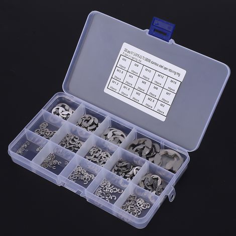 300-teiliges E-Clip-Set aus Edelstahl, E-förmiger Sicherungsring, Sicherungsring-Sortiment, M1,2–M15 (1/5)