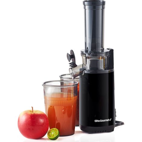 Extracteur de jus lent à mastiquer compact et peu encombrant, presse à froid, riche en nutriments et en vitamines, facile à nettoyer, tasse à jus de 16 oz, gris anthracite (1/5)