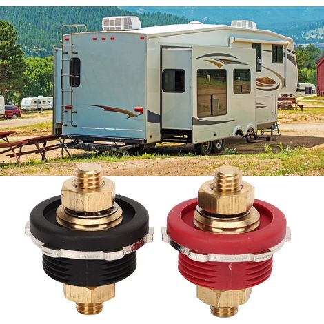 Connecteur de borne de batterie traversant droit 3/8" (paire noire et rouge) pour véhicules récréatifs et applications marines (CP-3008) (1/5)