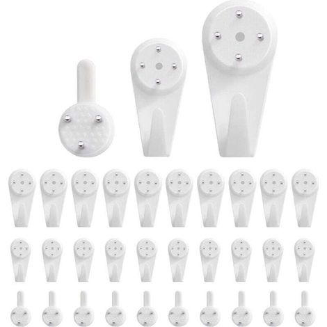Wandhaken [30er-Packung], Wandhaken für Bilderrahmen, Bilderaufhängeset, Wandnägel zum Aufhängen von Bildern, Fotos und Spiegeln.