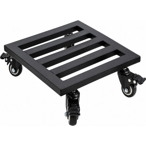 Support carré en métal pour pots de fleurs avec plateau à roulettes, mobile, noir, 1 niveau, 35 cm