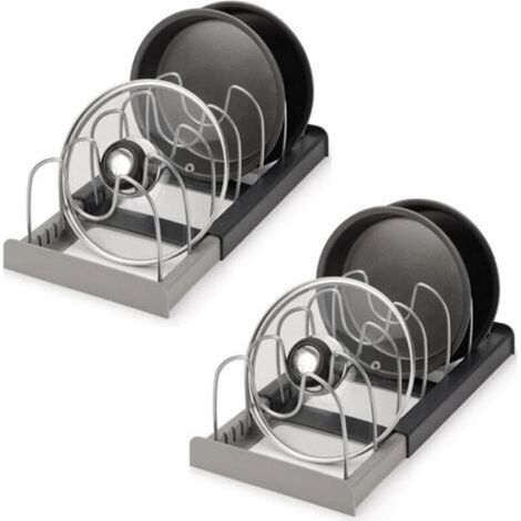 Ensemble de 2 supports réglables pour couvercles de casseroles, organisateur de couvercles de cuisine, extensible, parfait pour les casseroles, poêles et couvercles (1/5)