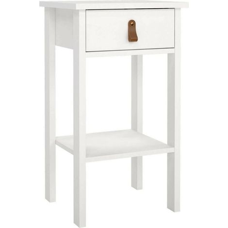 Dmora - Nachttisch Inday, Niedrige Kommode, Tisch, Multifunktionaler Nachttisch, 40x34 h70 cm, Weiß