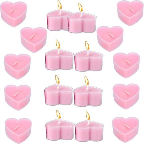 Herz Teelichter Rosa 18 Stück 4cm für Valentinstag, Hochzeit, Deko