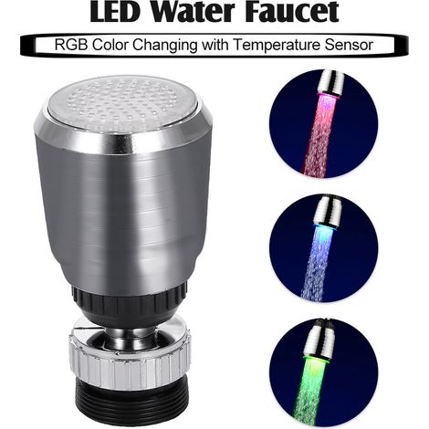 GARRYFIZH Lumière LED pour Robinet d'Eau - Flux Mobile, Changement de Couleurs RGB, Contrôle de Température - pour Cuisine/Salle de Bain (1/5)
