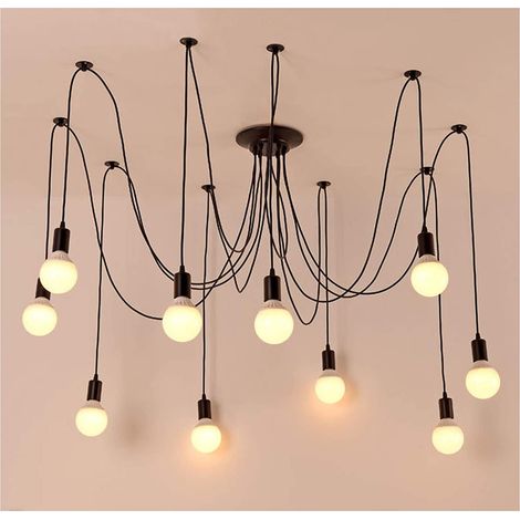 Industrie Retro Hängelampe LED Pendellampe Verstellbar Kronleuchter für Wohnzimmer Schlafzimmer 10 Köpfe