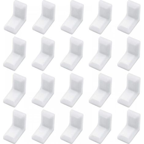 Lot de 40 équerres d'angle en forme de L avec couvercle en plastique blanc pour armoire, étagère (1/5)