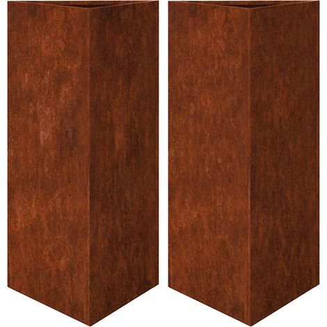 Jardinières 2 pcs Bac à fleurs triangulaire acier résistant aux intempéries (1/5)