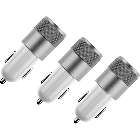 FX Powabud Car Charger 2.1A Twin USB Socket Universal Charger, Silver 3 Pack (1/5)