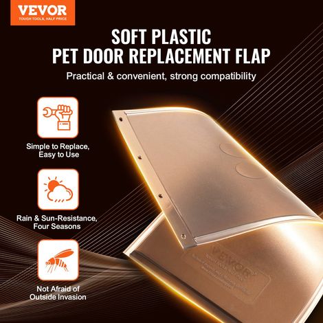 Rabat de rechange pour chatière compatible avec chatières de , 133,4 x 206,4 mm, accessoire de porte pour animal en PVC épais, rési… (1/5)