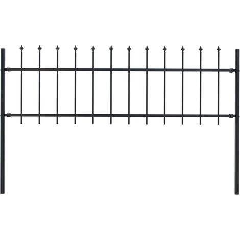 Clôture de jardin avec dessus en lance Acier 1,7 x 0,6 m Noir CFW59523 (1/5)