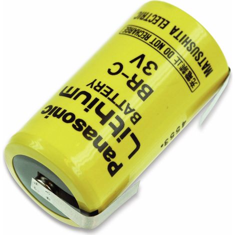 Batterie lithium PANASONIC BR-C, avec languettes de soudure en U, 3 V-, 5000 mAh.