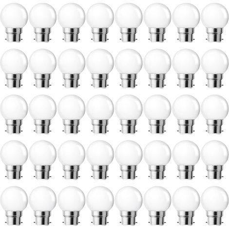 Ampoule LED à Baïonnette B22 3W,Ampoule Mini Globe Golfball B22 G45,Blanc Chaud 3000K,280LM,Non Dimmable,Lot de 40 [Classe énergétique G]