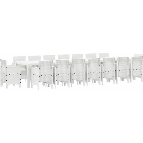 Maison Exclusive - Set da pranzo da giardino con cuscini 17 pz Bianco PP (1/5)